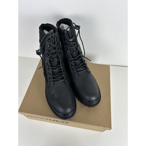 Madden Men's Sz 9.5 Boots Black Combat Style Zip & Tie - Picture 3 of 6